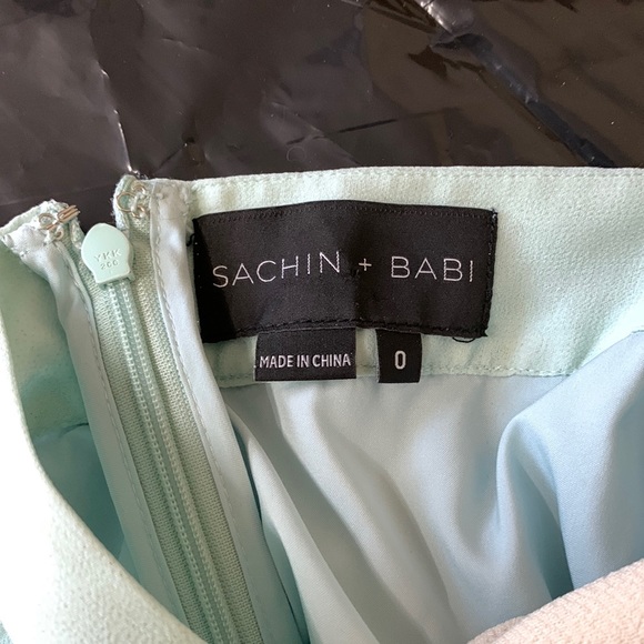 Sachons + Babi pleated dress color block blue prom formal - Picture 13 of 13